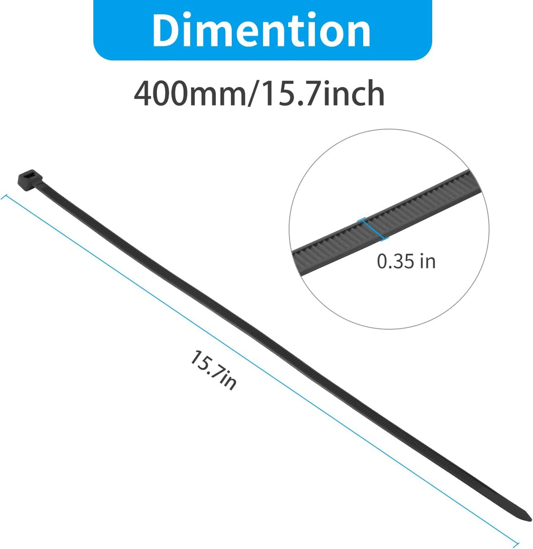 XINGO Lang Kabelbinder Schwarz,400mmx9mm Zugfestigkeit mit 80KG,100Stück Kabelbinder lang Set,UV Bes