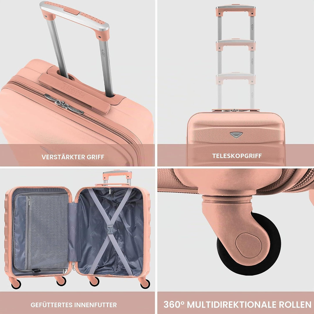 Flight Knight Leichte 4-Rad-ABS-Hartschalenkoffer Handgepack, zugelassen fur uber 60 Fluggesellschaf