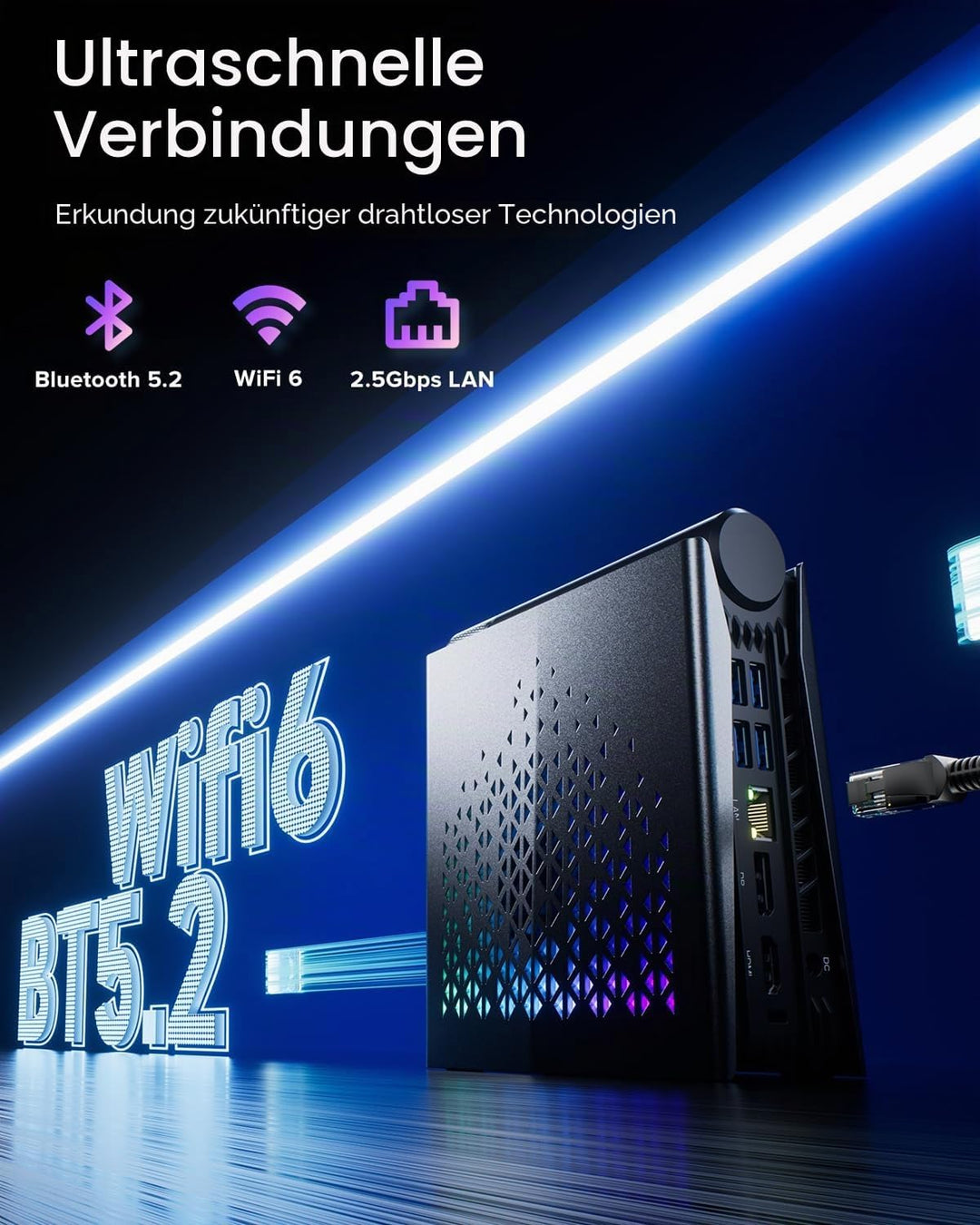Mini PC Gaming AMD Ryzen 9 6900HX (8C/16T,bis zu 4,9 GHz), 32GB DDR5 1024GB (1 TB) NVME PCIe3.0 SSD,