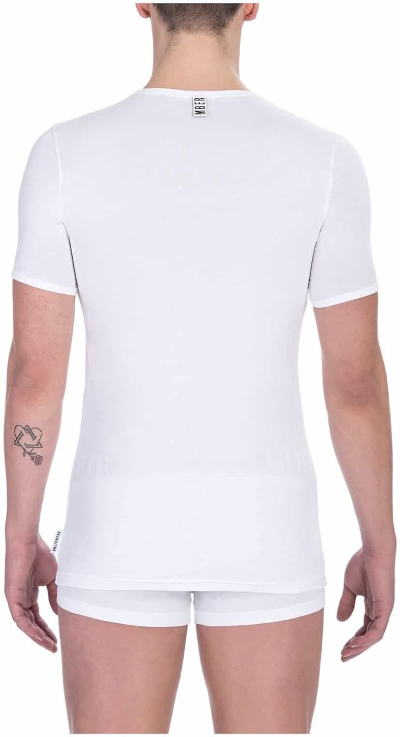 Bikkembergs 2er-Pack Unterwäsche-T-Shirts mit Rundhalsausschnitt – Herren – Stretch-Baumwolle L Weis