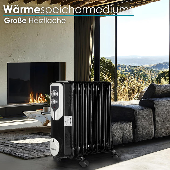 Öl Radiator 9 Rippen | 2000 Watt | 3 Stufen | Energiesparend | Ölradiator | Radiator Heizung | Heate