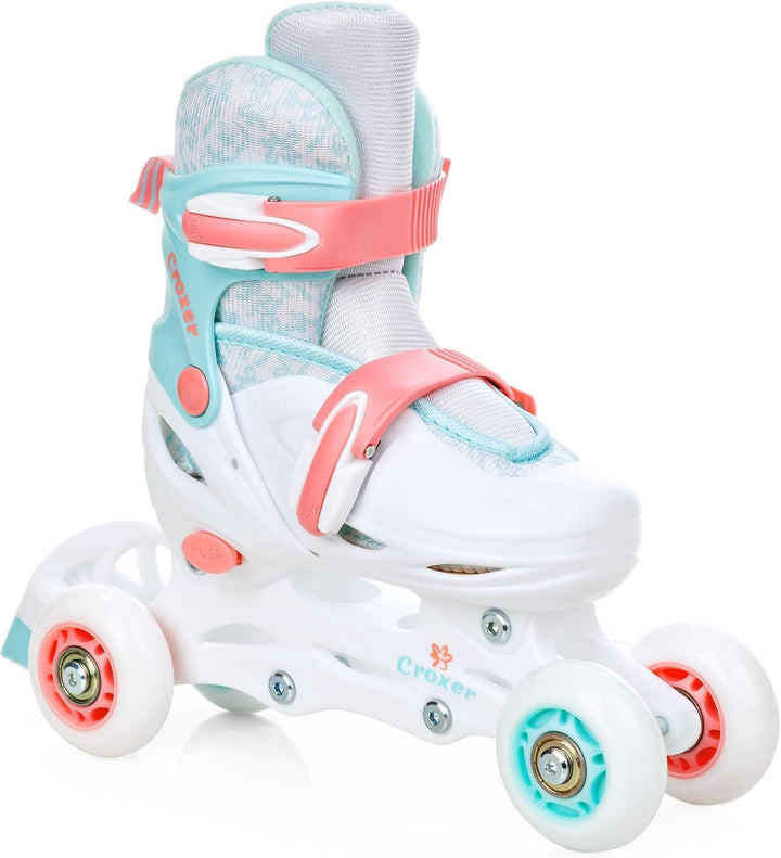 4in1 Inlineskates/Triskates/Rollschuhe/Schlittschuhe mit LED Leuchtrad verstellbar 26-29 (15,5cm-18c
