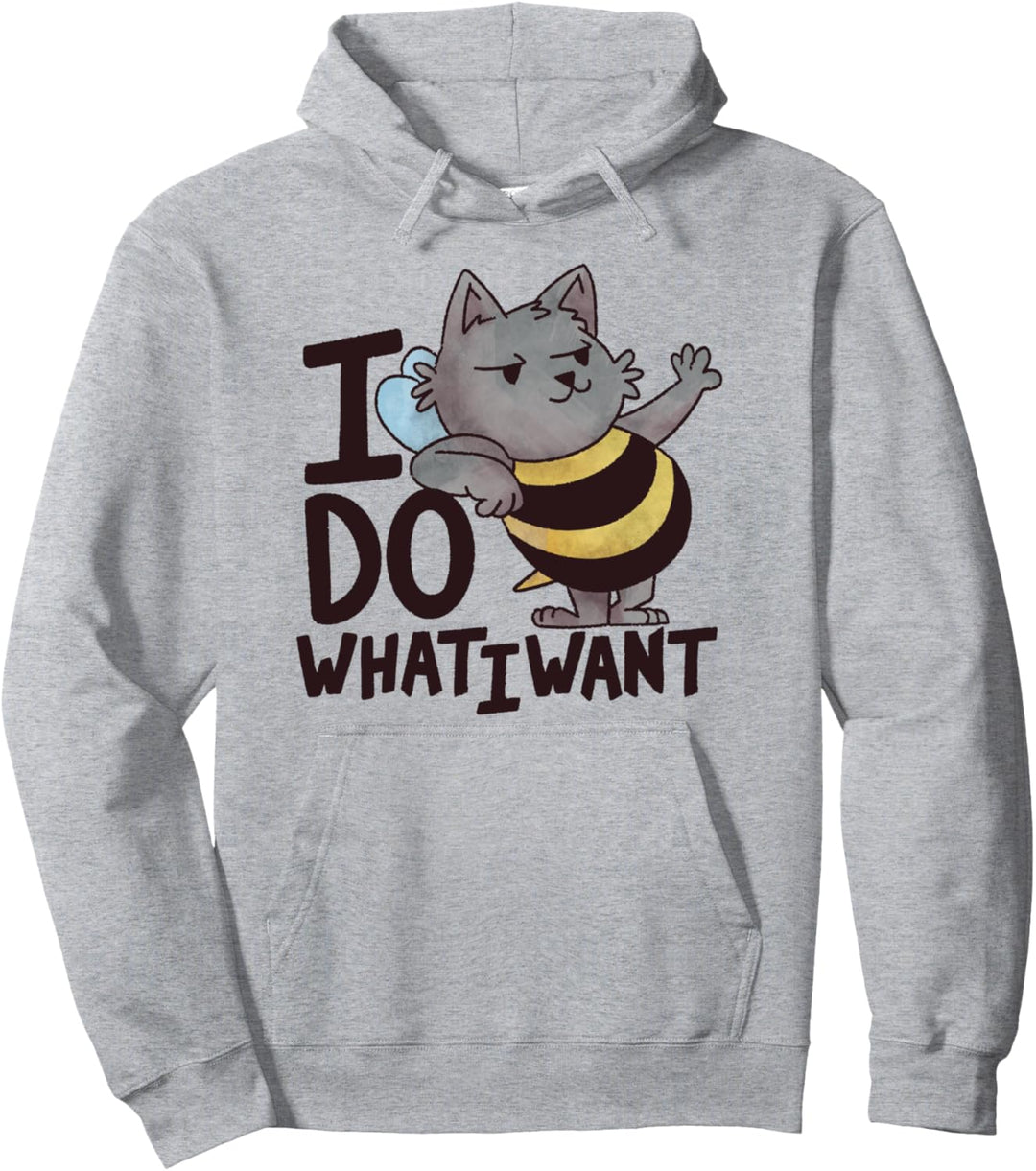 I Do What I Want | Lustiger Spruch Katze im Bienen Outfit Pullover Hoodie