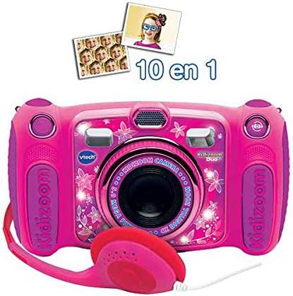 Vtech Kidizoom Duo 5.0 Digitale Kamera für Kinder, 5 MP, Farbdisplay, 2 Objektive, Pink Französische
