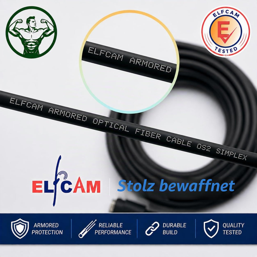 Elfcam® - 100m Gepanzerte Glasfaser-Kabel LC/APC auf SC/APC Simplex Singlemode, 9/125µm OS2, FTTH LW