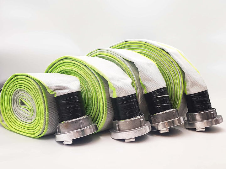 B-75 | 3 Zoll | 5 Meter Schlauch mit Storz-Kupplungen Bauschlauch Industrieschlauch Flachschlauch Wa