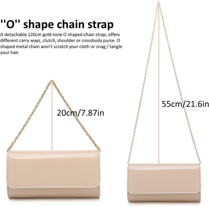 Patent Leather Envelope Clutch Womens Evening Handbag Stylish Shoulder Bag Purse for Christmas Weddi