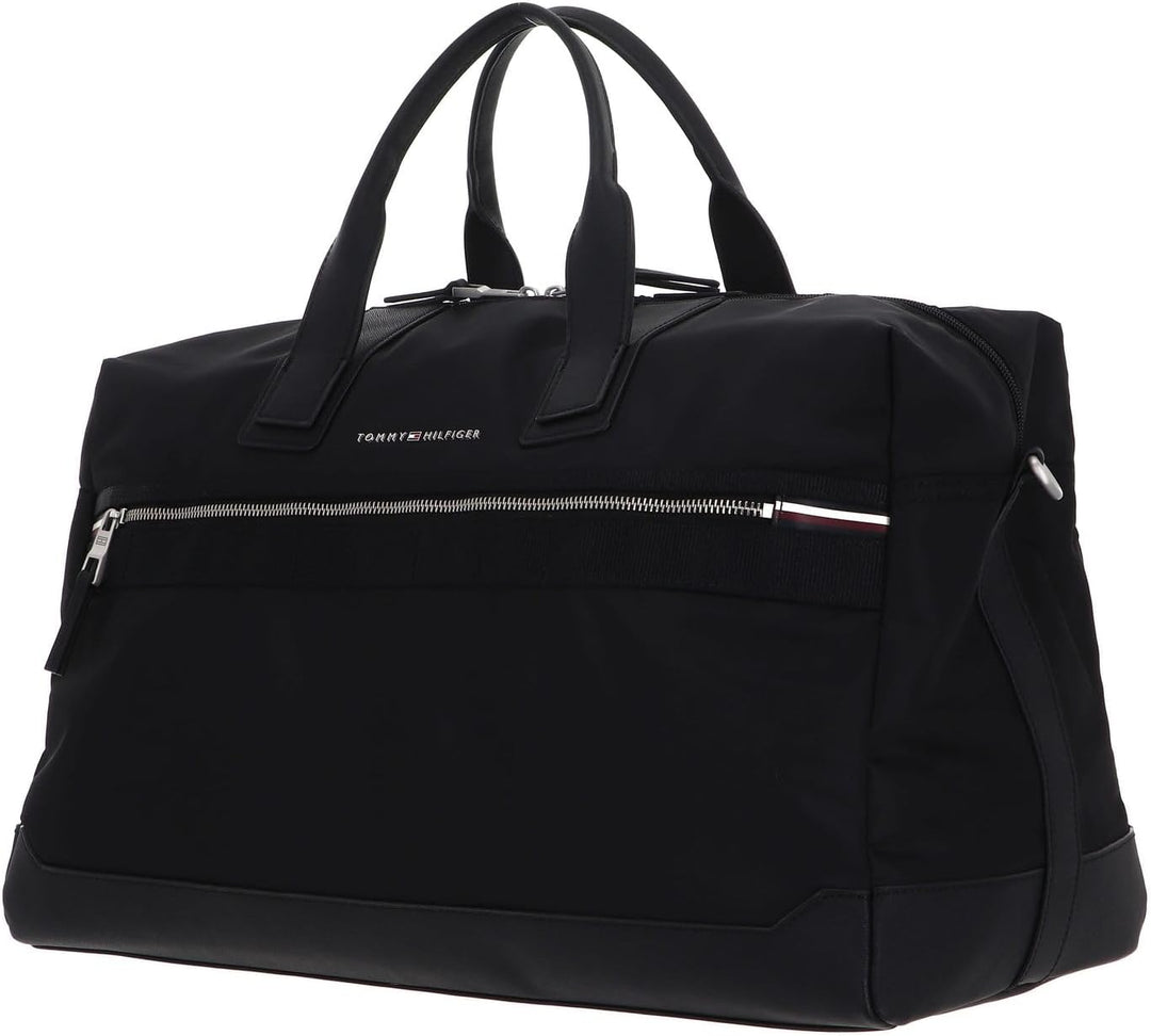 Tommy Hilfiger Herren Th Erhöhte Nylon-Reisetasche Duffle Bags, Schwarz