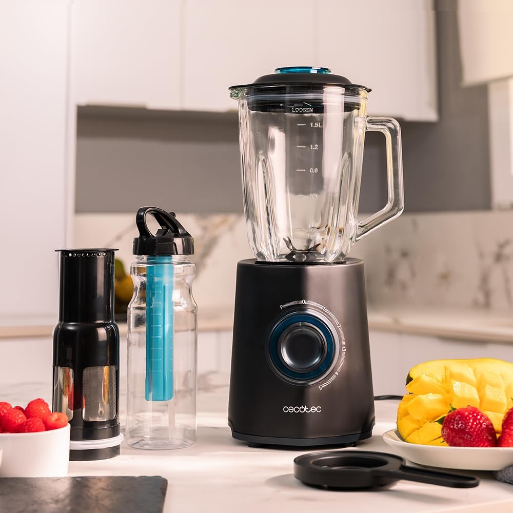 Cecotec Standmixer Power Black Titanium 2300MAX Mix Go. 2300W maximale Leistung, 1,5L Fassungsvermög