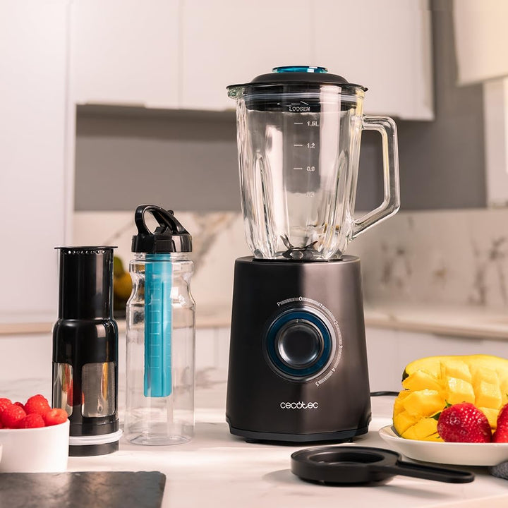 Cecotec Standmixer Power Black Titanium 2300MAX Mix Go. 2300W maximale Leistung, 1,5L Fassungsvermög
