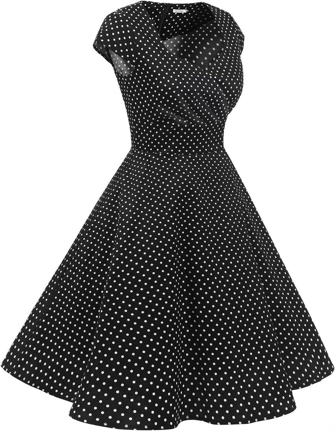 Bbonlinedress 1950er Vintage Retro Cocktailkleid Rockabilly Kleider V-Ausschnitt Faltenrock festlich
