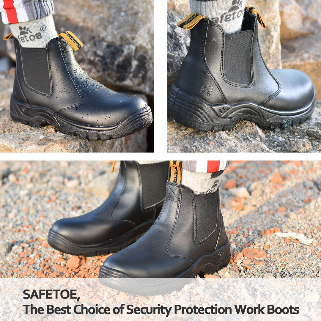 SAFEYEAR Sicherheitsstiefel Herren Arbeitsstiefel 8025-X mit Kuh Leder Stahl Zehe Stahl Mittelsohle