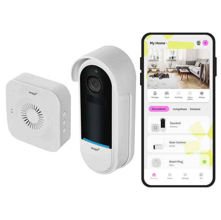OMAJIN by Netatmo, Smarte Videotürklingel, 2 K, schnurlos, Batterien, Gong inbegriffen, Bewegungs-/P