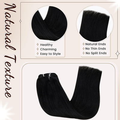 Echthaar Clip in Extensions Schwarz Clip Echthaar Extensions Glatt Echthaar Clip in Extensions Schwa