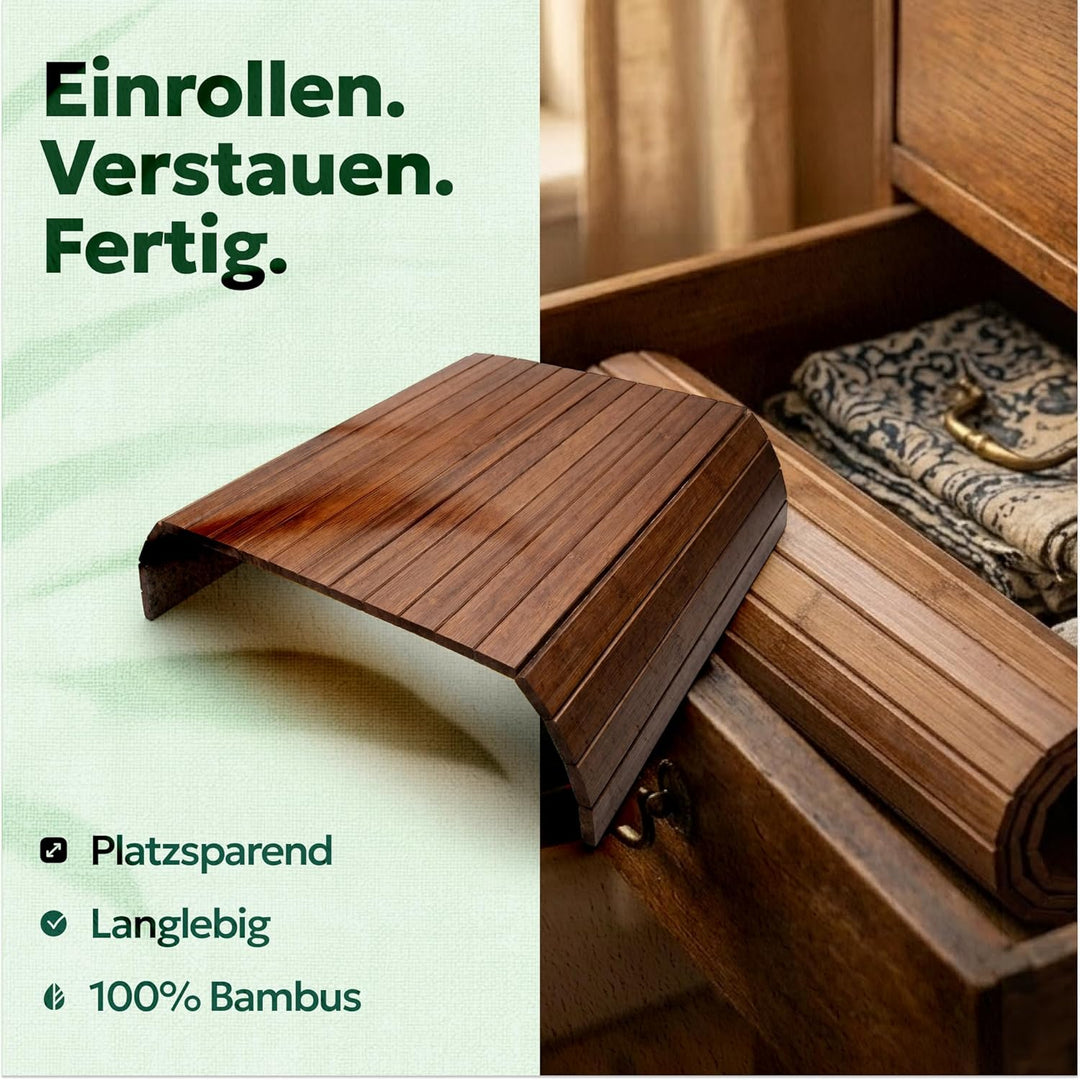 BAM BOO BOX Sofatablett aus Bambus - Couch Tablett flexibel - Sofatablett Armlehne - Sofa Tablett Ho