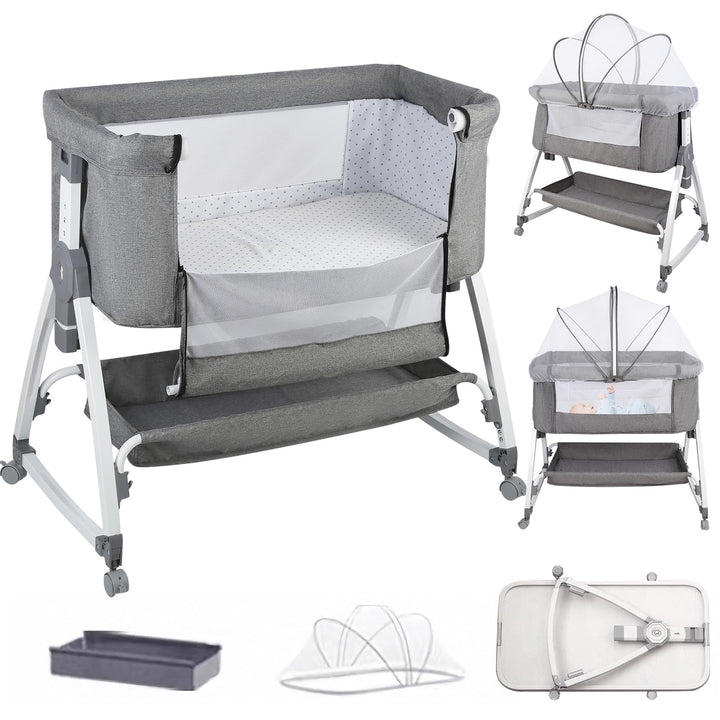 homewell 2 en 1 Lit Cododo Bebe Pliable, Berceau Cododo 0-30 Mois, 6 Réglages de Hauteur, Berceau bé