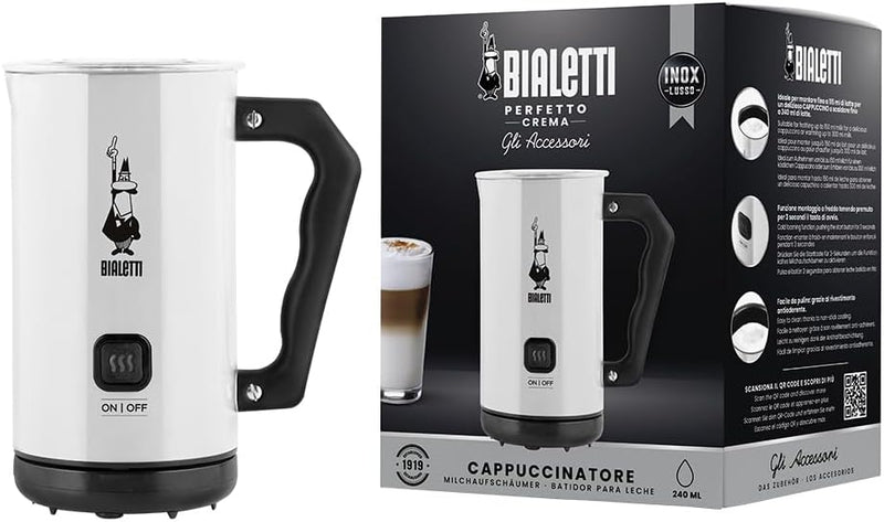 Bialetti Milch Frother Elettrico, Milchaufschäumer für Cappuccino, Fassungsvermögen 150 ml Cappuccin