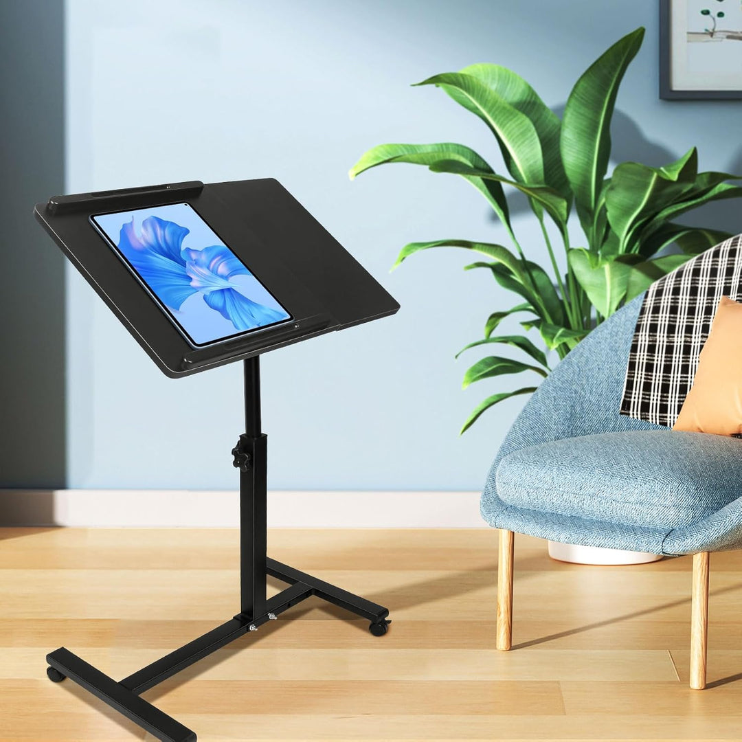 Betttisch mit Rollen, Betttisch für Laptop, Serviertablett für Sofa, Bremsen an beiden Hinterrädern,