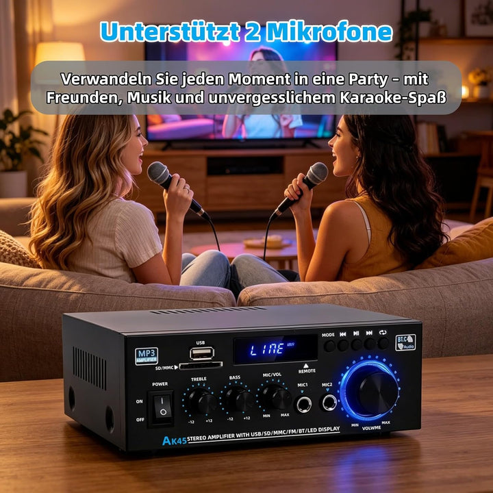 AK45 HiFi Bluetooth Verstärker Mini Stereo Audio Receiver 2.0 Kanal Endverstärker Soundverstärker mi