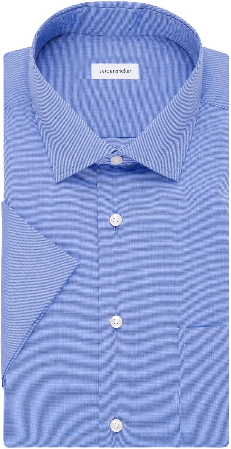 Seidensticker Herren Men Regular Shortsleeve Businesshemd 38 Mittelblau(003001), 38 Mittelblau(00300