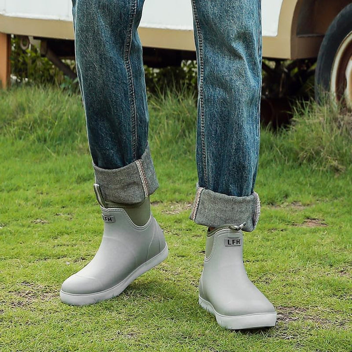 Gummistiefel Herren Halbhoch, Grundlegend Wasserdicht Atmungsaktiv Stiefeletten, Anti-Rutsch Mode PV