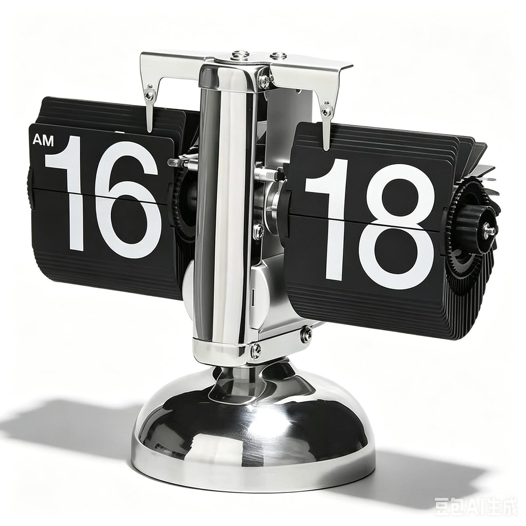 Flip-Schreibtischuhr, Flip-Uhr Retro Mechanisch Schreibtischuhr Automatisches Drehen Tischuhr Mit Di