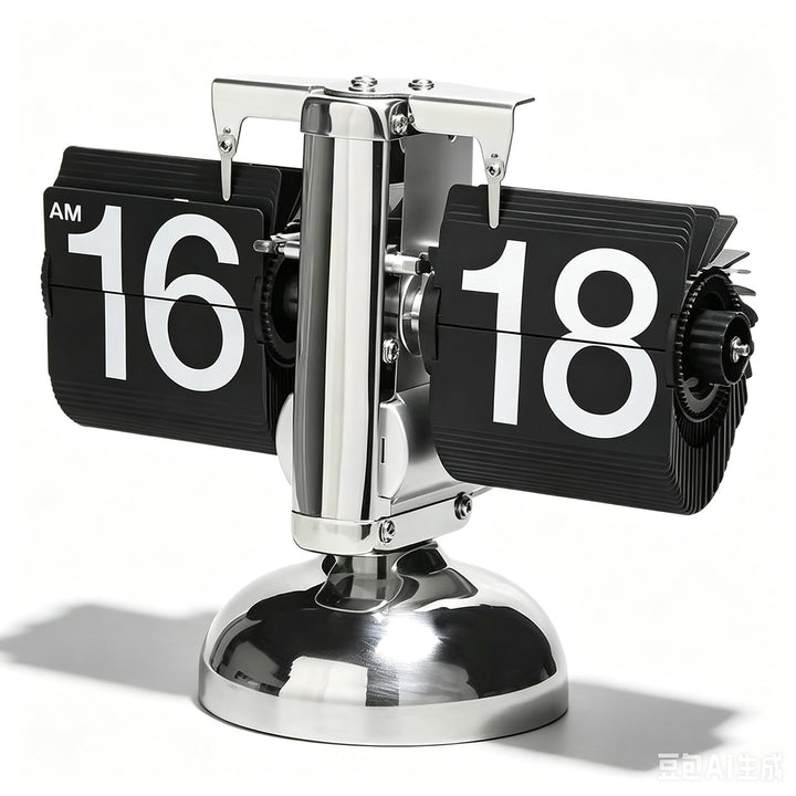Flip-Schreibtischuhr, Flip-Uhr Retro Mechanisch Schreibtischuhr Automatisches Drehen Tischuhr Mit Di