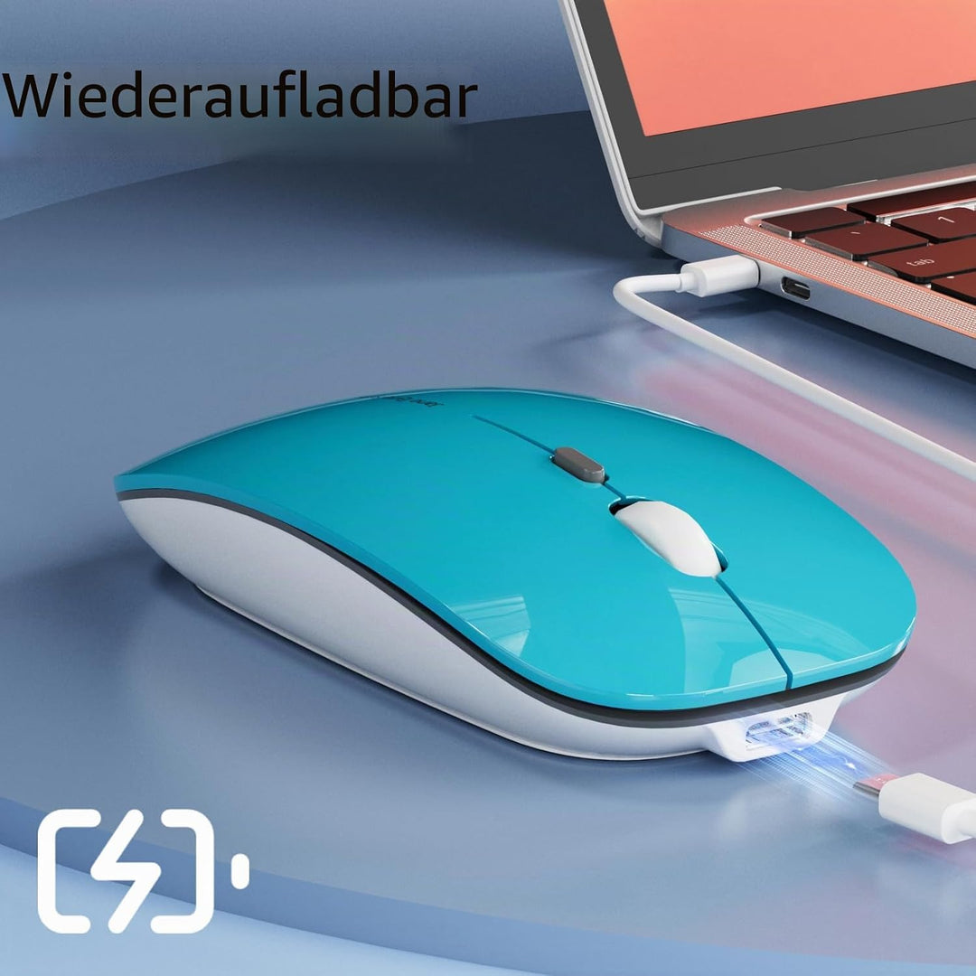 Uiosmuph Q5 Kabellos Maus, Wiederaufladbar Funkmaus 2.4G Leise Funkmaus Ultra Dünn Wireless Computer
