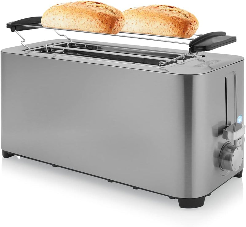 Princess 142402 Steel Toaster 2 Langer Schlitz - 7 einstellbare Stufen - 1400 W 4 Toasts Langer Schl