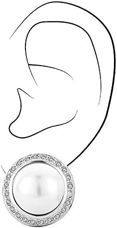 Traveller Ohrclip mit Crystals und Perlen Silber, Silber