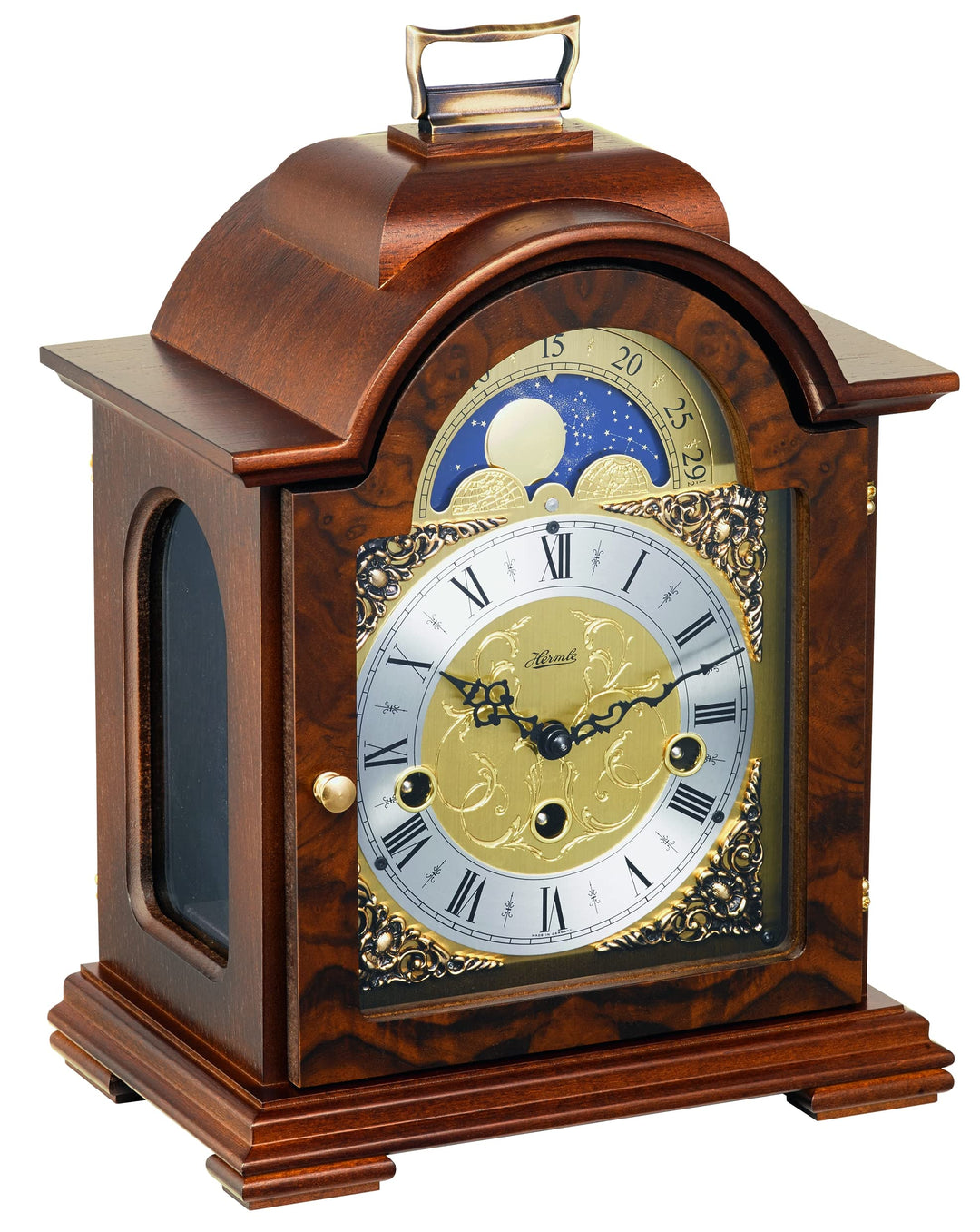 Hermle Uhrenmanufaktur Tischuhr, Holz, Nussbaum Braun, 30cm x 21cm x 14cm