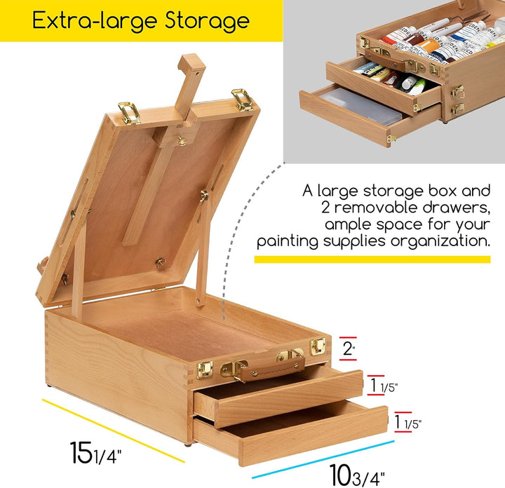 MEEDEN Schreibtisch Skizzenkasten Kunststaffelei – Multifunktionale, Verstellbare Skizzenbox aus Buc