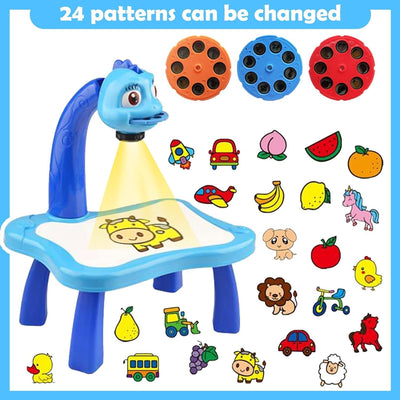 BARVERE Projektor Zeichentisch Kinder, Blau Maltafel Kinder, Tischplatte Smart Projektor Staffelei K