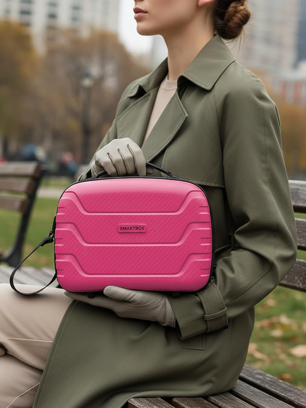 SMARTBOX Hartschalen Handgepäck Kosmetik-Koffer | Stabiles Beauty-Case mit Aufsteckfunktion | 34 x 1