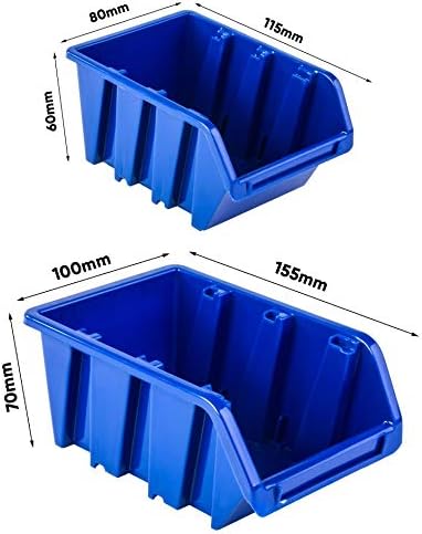 Lagersystem Stapelboxen Wandregal - 772 x 780 mm – 73 Stück Boxen Werkstatt Schüttenregal Werkzeuglo