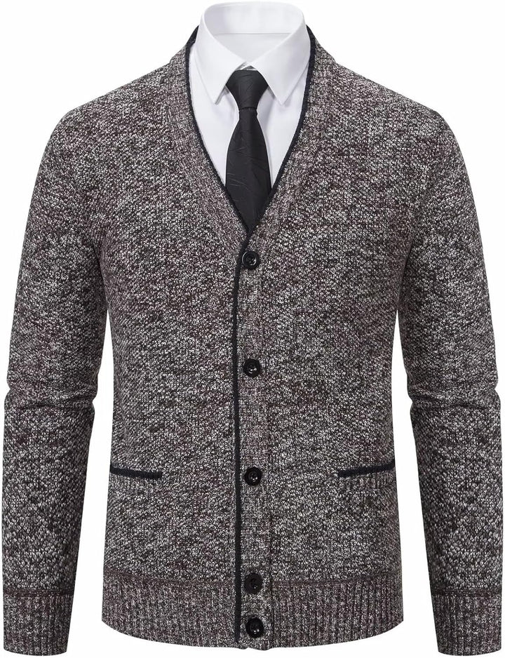 Strickjacke Herren Cardigan Pullover - Gestrickt Trachtenjacke Cardigan Herren Schwarz Grau mit Tasc