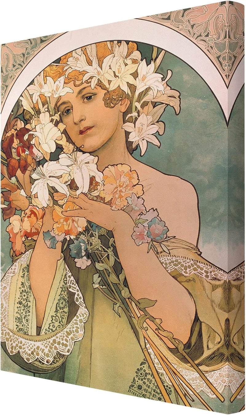 Leinwandbild - Alfons Mucha - Blume Bild auf Leinwand Hochformat 60 x 40 cm 60L x 40B cm, 60L x 40B