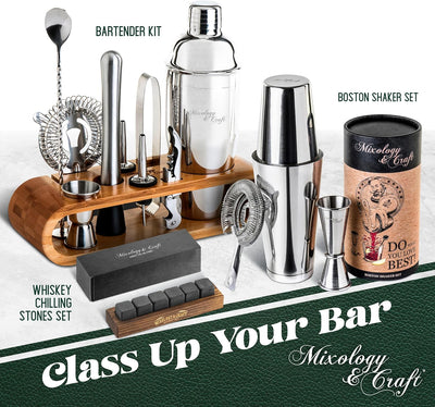 Mixology & Craft Cocktail Set (10-TLG.) - Edles Cocktail Shaker Set mit Shaker aus Edelstahl und Bar