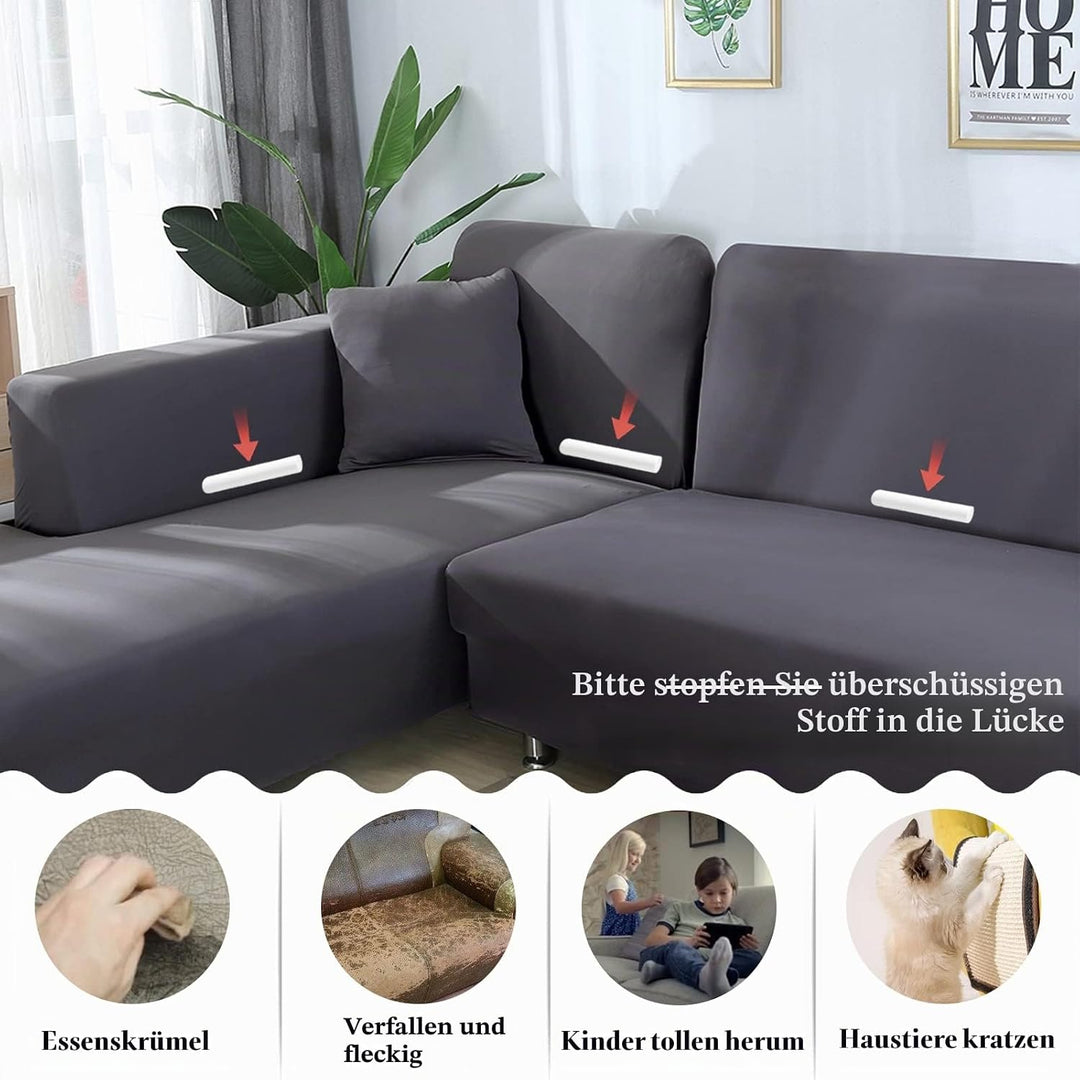 Jaotto Sofa Überwürfe Sofabezug Elastische Spandex Stretch Sofabezüge Couchbezug für L-Form Sofa Uni