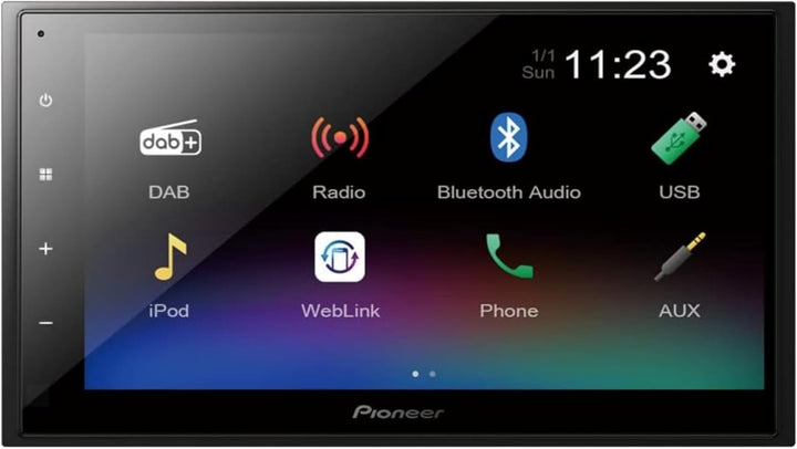 Pioneer DMH-A340DAB 2-DIN-Multimedia Player, Kurze Einbautiefe, 6,8-Zoll ClearType-Touchscreen, Smar