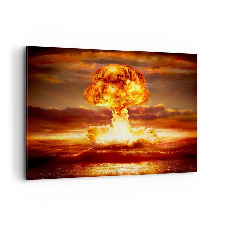 Bilder auf Leinwand 100x70cm Leinwandbild Krieg Atombombe Pilz Apokalypse Gross Wanddeko Bild Schlaf