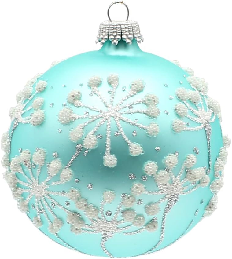 Dekohelden24 Lauschaer Christbaumschmuck - 9er Set Glaskugeln in Bronze, Türkis und Silber, mundgebl