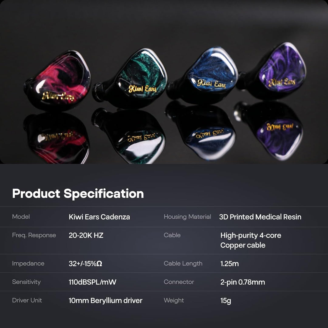 LINSOUL Kiwi Ears Cadenza 10mm Beryllium Dynamic Driver IEM 3D Printed with Detachable Interchangeab