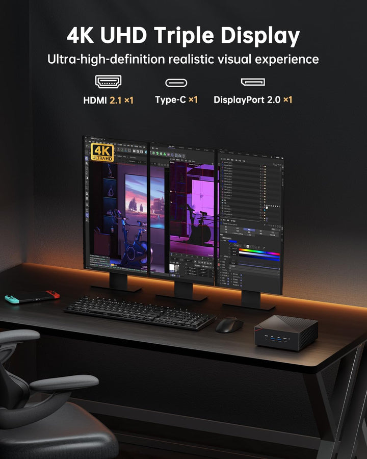 NiPoGi AM06 PRO Mini PC 32GB DDR5 RAM, АMD Ryzen 7 6800H(8C/16T, bis zu 4,7 GHz), 512GB M.2 NVMe SSD