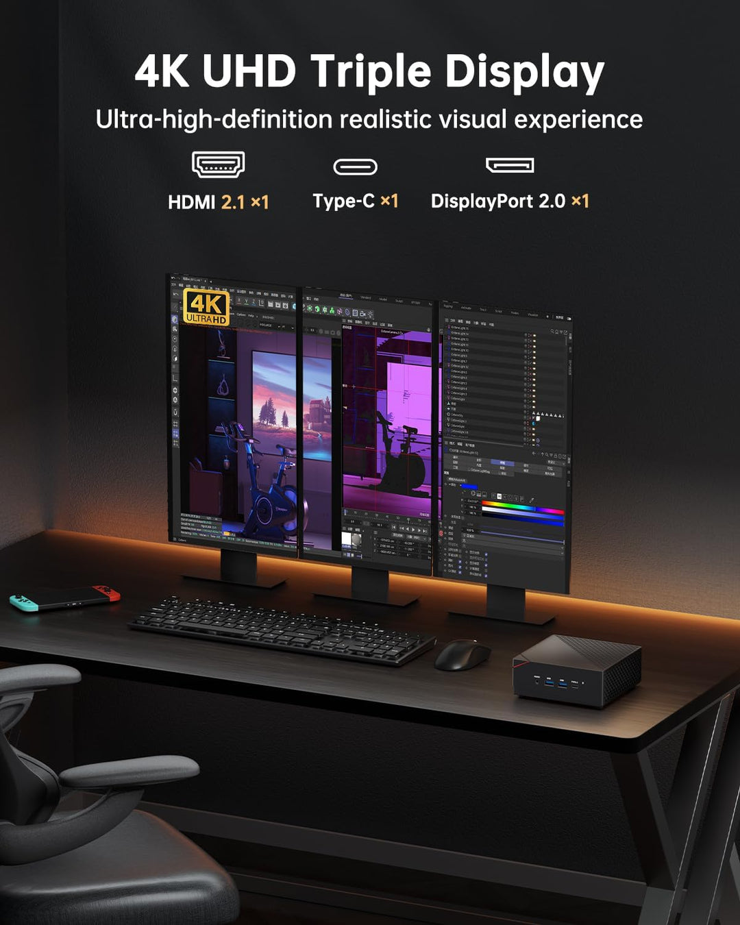 NiPoGi AM06 PRO Mini PC, АMD Ryzen 7 5825U(8C/16T, bis zu 4,5 GHz), 16GB DDR4 512GB M.2 SSD Mini Des