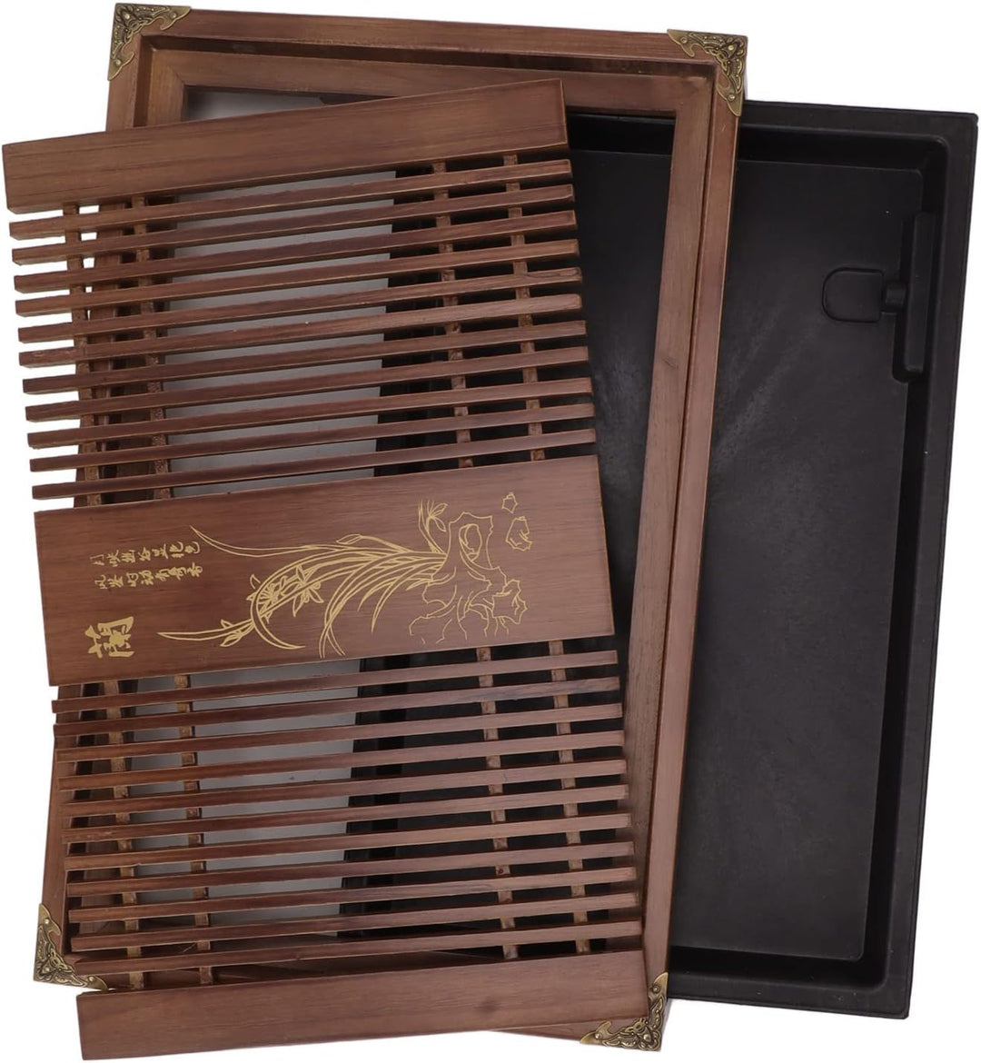 Kungfu-Teetablett, Chinesisches Entwässerungs-Wasserspeicher Gongfu-Tee-Serviertablett mit Abflussro
