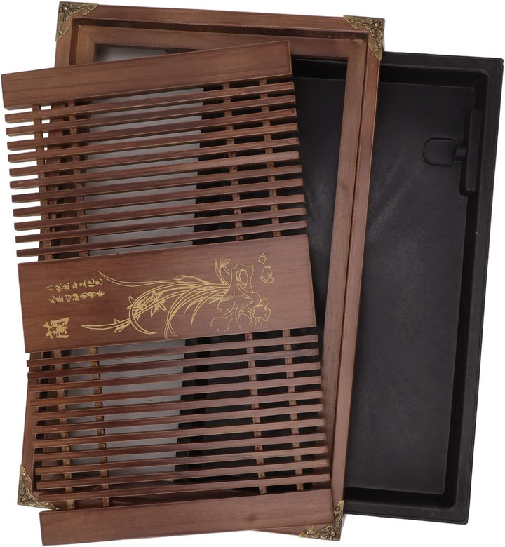 Kungfu-Teetablett, Chinesisches Entwässerungs-Wasserspeicher Gongfu-Tee-Serviertablett mit Abflussro