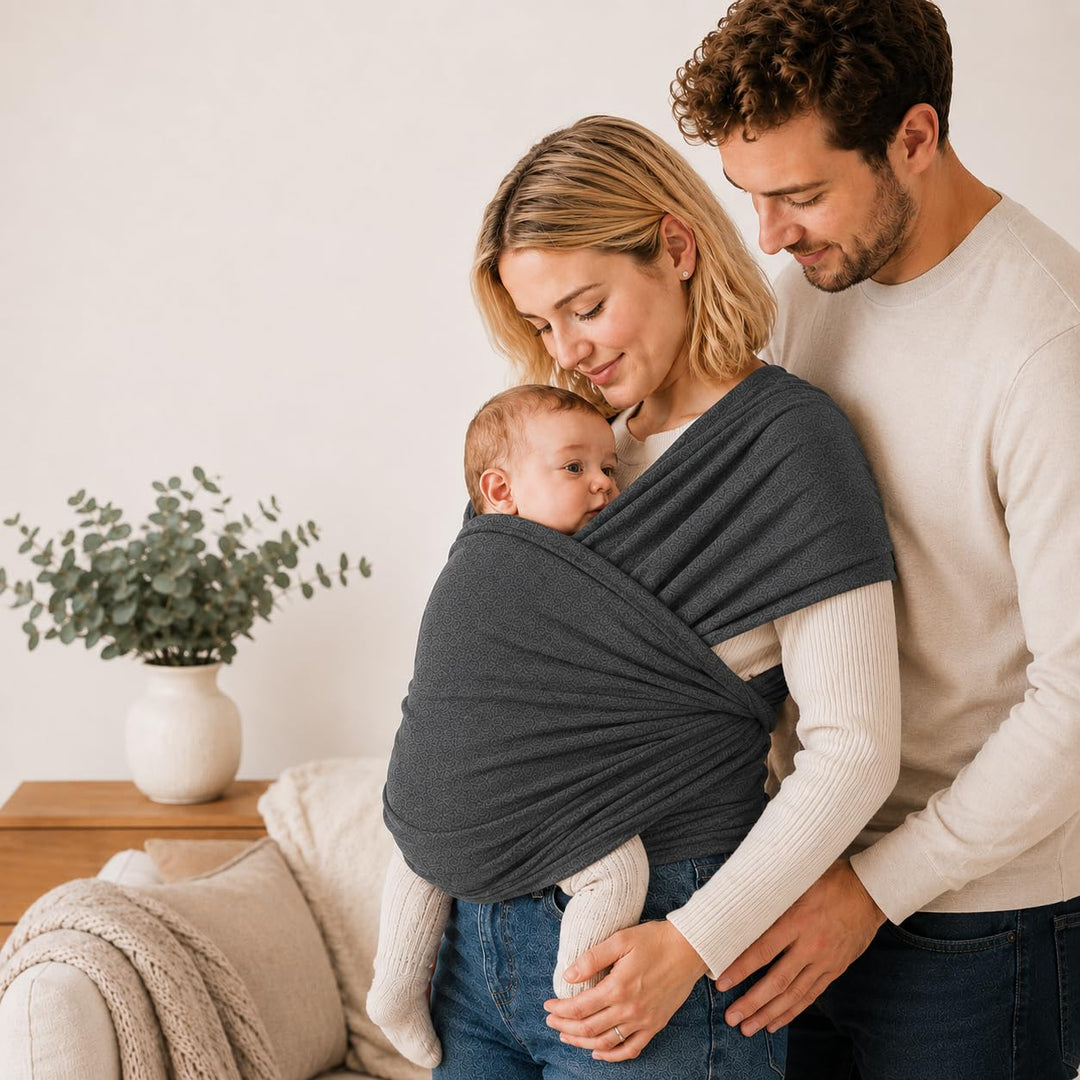 SKY & ZEN Baby Tragetuch Neugeborene ab Geburt – Elastisches Babytragetuch bis 15 kg – Vorgebunden o