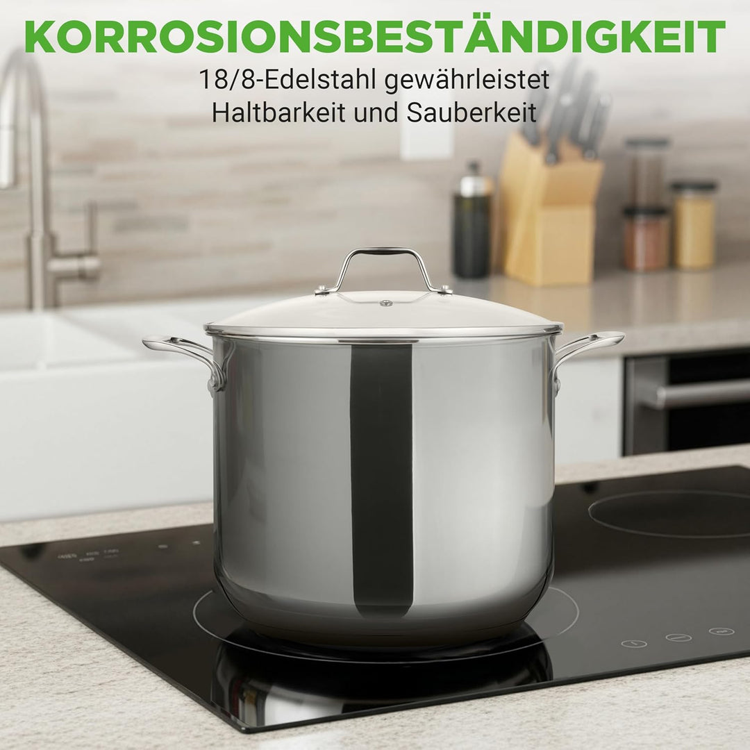 NutriChef Kochtopf Gross, 11,5L- Ø 26cm, Suppentopf Edelstahl Induktion für Alle Herdarten Geeignet,