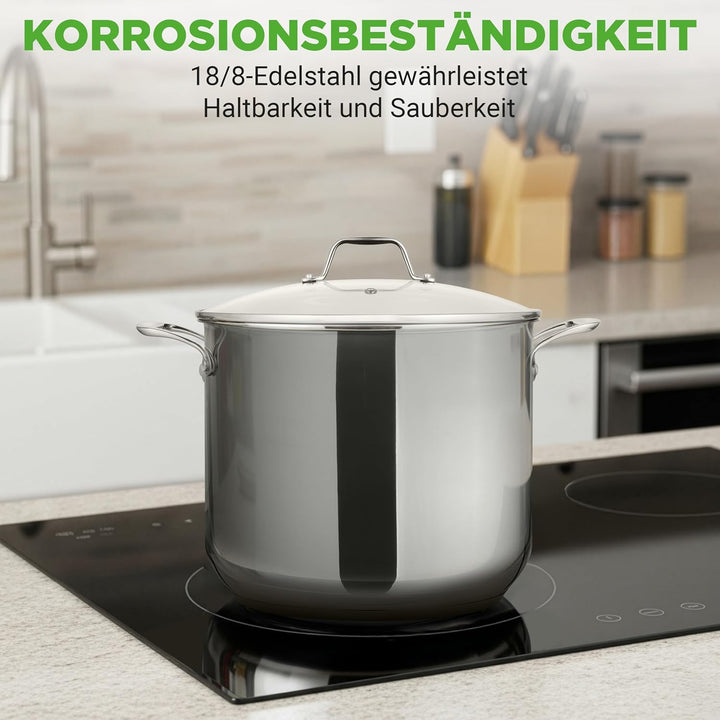 NutriChef Kochtopf Gross, 11,5L- Ø 26cm, Suppentopf Edelstahl Induktion für Alle Herdarten Geeignet,